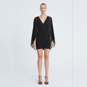 Halston NWT  RYLEE CREPE CAFTAN SLEEVE MINI in black size 6
